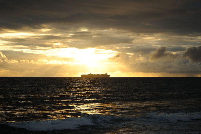 container ship off Honolulu